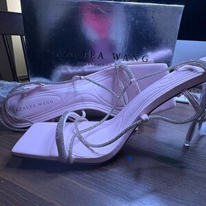 Azalea Wang Silver and Pink Strappy Heels